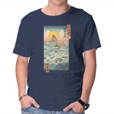Unisex Crew Neck T-Shirt Ukiyo-E By The Sea Graphic Short Sleeve Casual Tee