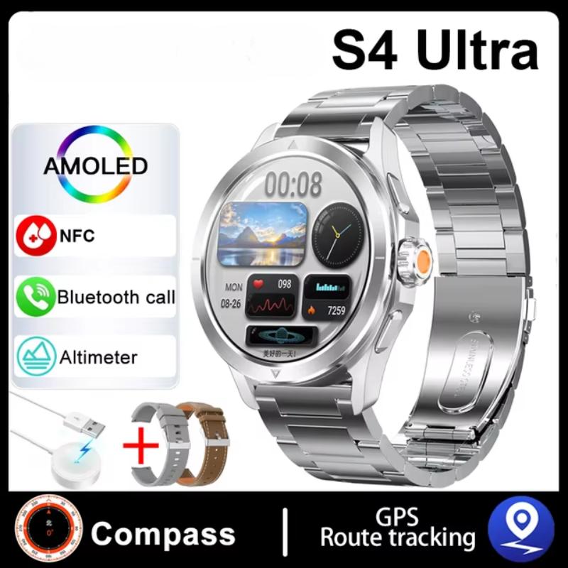 2025 NEU S4 Ultra Smart Armband Herrenuhr AMOLED HD Bildschirm Bluetooth Anruf GPS Trajektorie NFC Herzfrequenz Kompass Smartwatches