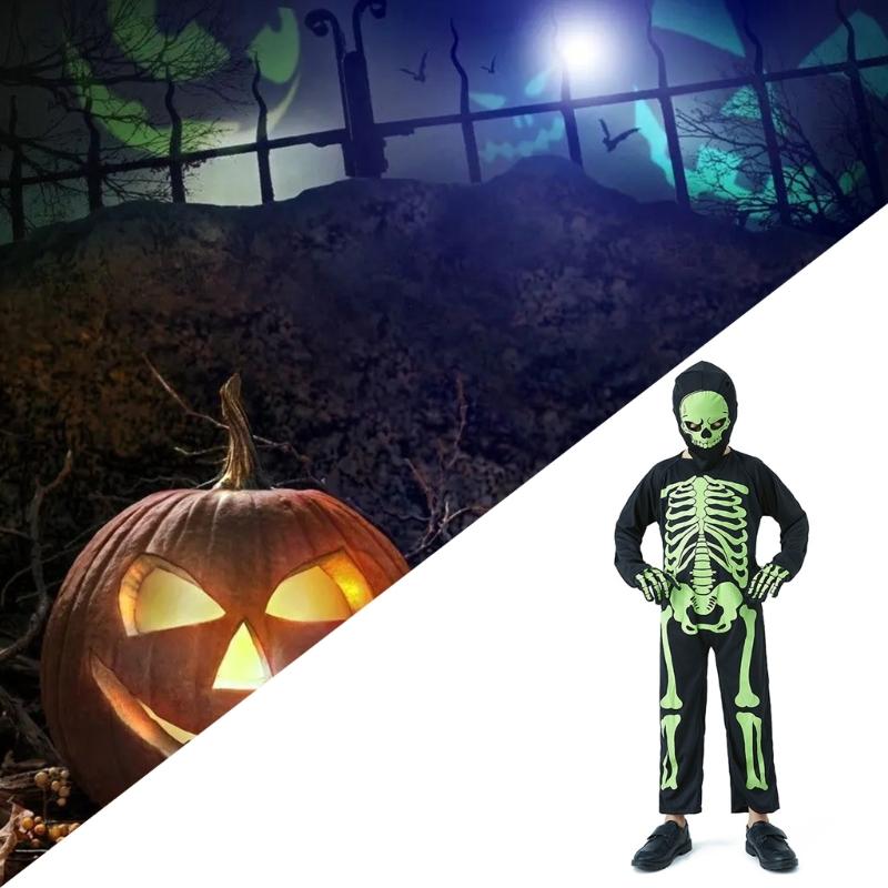 Kids Fancy Dress Up Cosplay Party Bodysuit Role Play Jumpsuit Kids Halloween Costumes Scary Skeleton Costumes for Kids