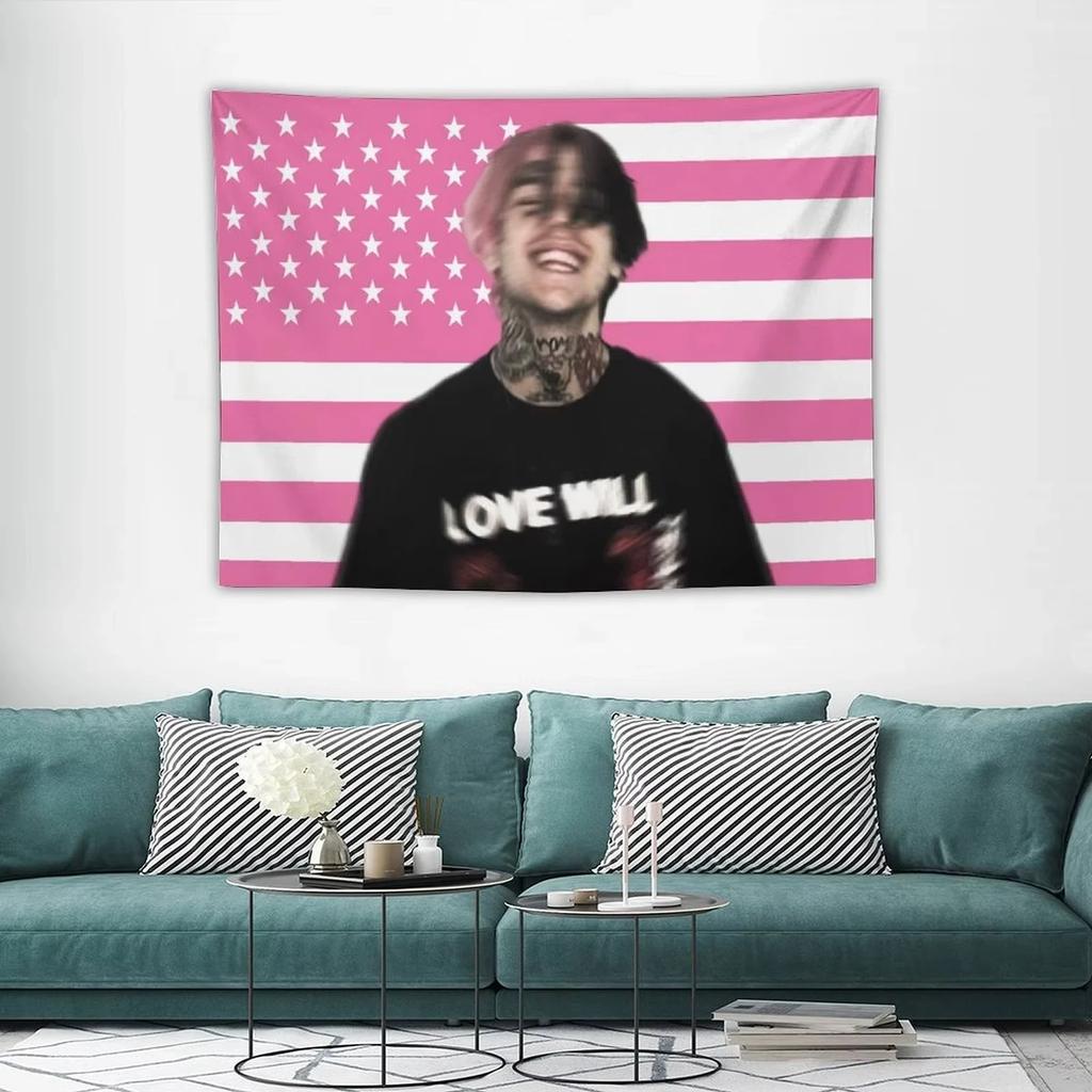 For Lil Peep Flag Tapestry Hipster Wall Art USA Theme Dorm Decor Bedroom Living Room Tapestry Bedroom Tapestry Bedside Tapestry
