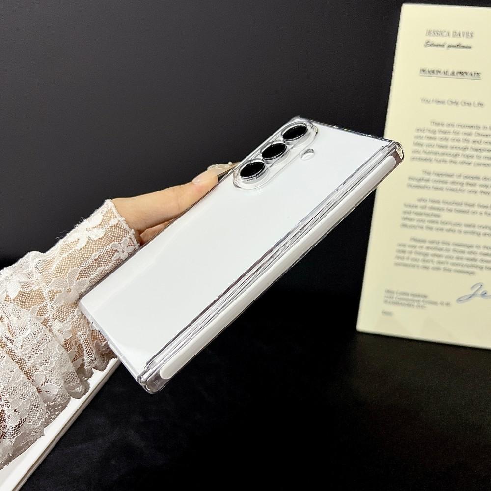 For Samsung Galaxy Z Fold7 Case Hard Transparent Middle Hinge Magnetic Wireless Charging Protect Back Cover For Z Fold 7 Shell