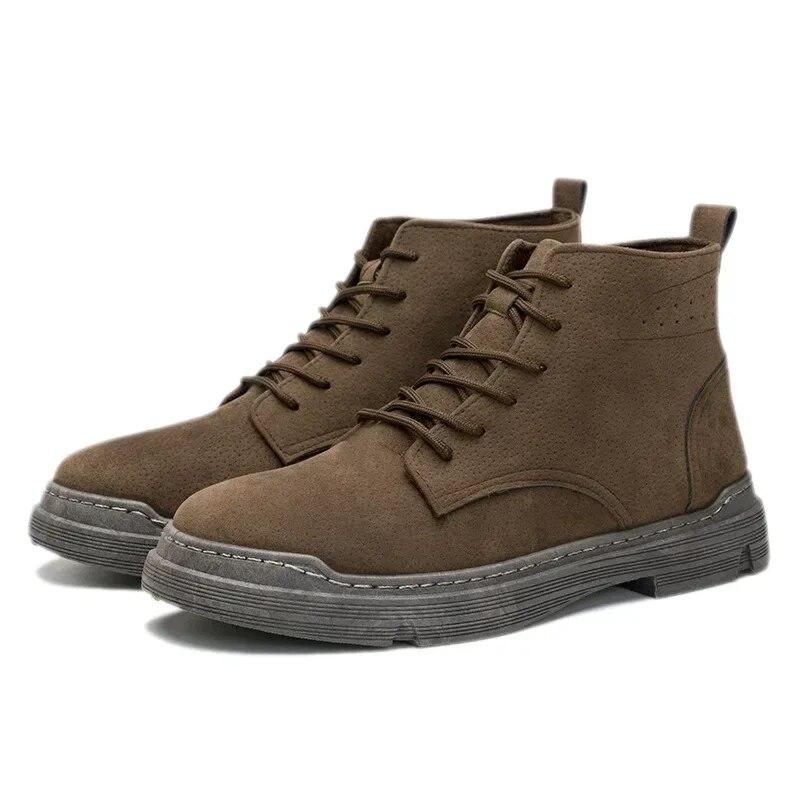 Klassiske vintagestøvler for menn Trend Utendørs High Top Mote britiske korte støvler Reise Fjellklatring Fritidssko