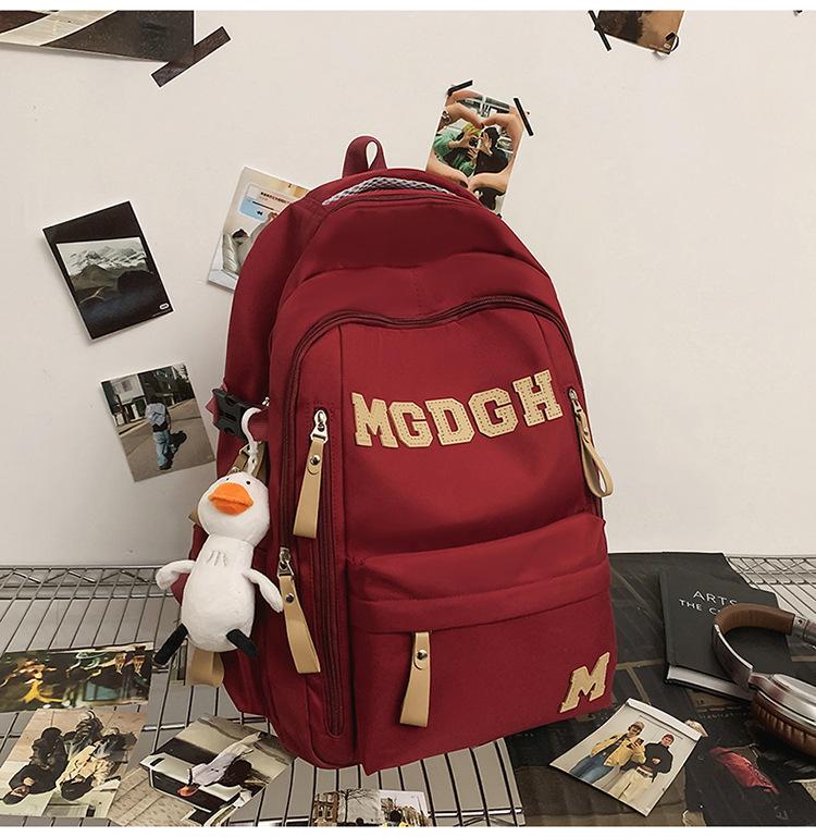Schoolbag trendy cool fashion versatile backpack junior high school student schoolbag simple large capacity letter casual couple backpack