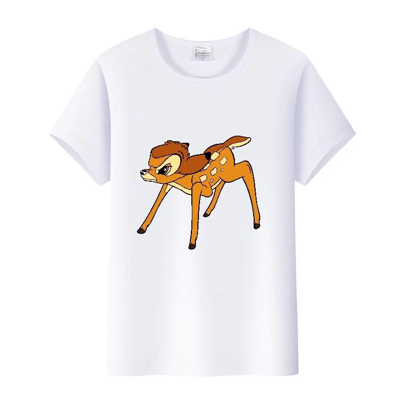 Vintage Plus Size Clothes Y2K Tshirt Kawaii Tops Cartoon Bambi Graphic T-shirt Summer Blouses White Tees Unisex
