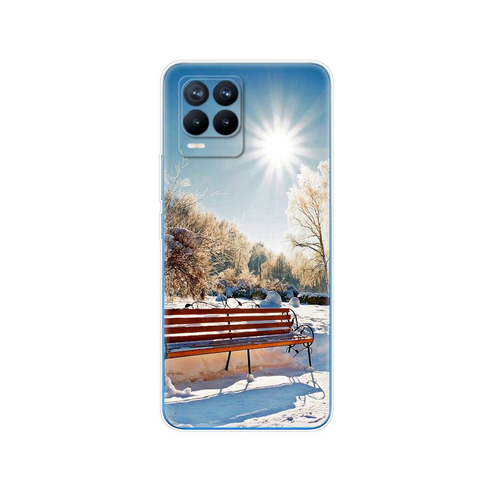 Für Realme 8 Hülle 6,4 Zoll Rückseitige Telefonabdeckung Für Realme 8 Pro OPPO Realme8 4G RMX3085 Stoßstange Winter Weihnachten Schnee Baum Neujahr