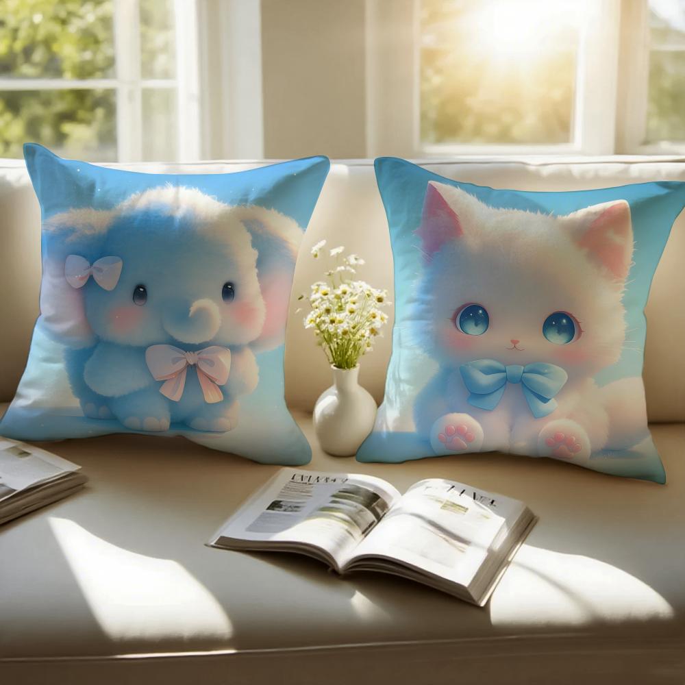 Cute Cured Animals Pictures Lovely Art Cushion Cover Pillowcase Short Plush Invisible Zipper Room Sofa Cushion Cover