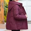 Medelålders Damjackor Vinter Korta Kappor Med Huva Eleganta Tjocka Varma Plus Size Parkas för Kvinnor Ytterkläder