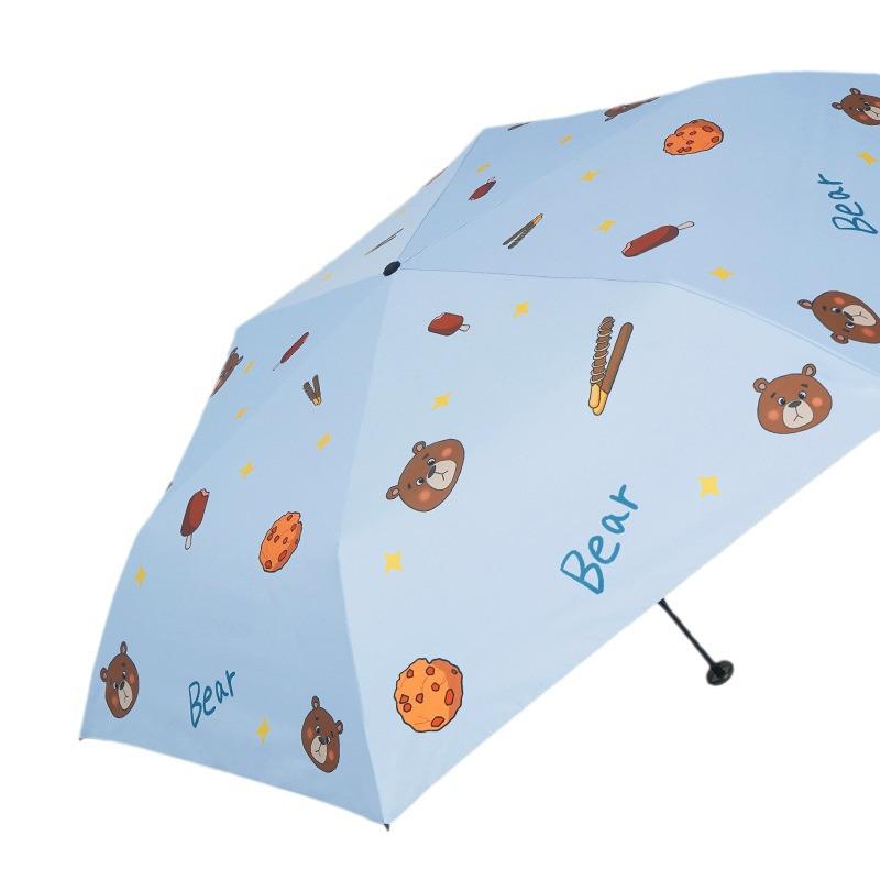 

Трехслойный ультралегкий зонт с черным клеем и защитой от УФ-лучей с принтом медведя для дождя или солнца - для студенток 21.5cm x 3.5cm x 3.5cm