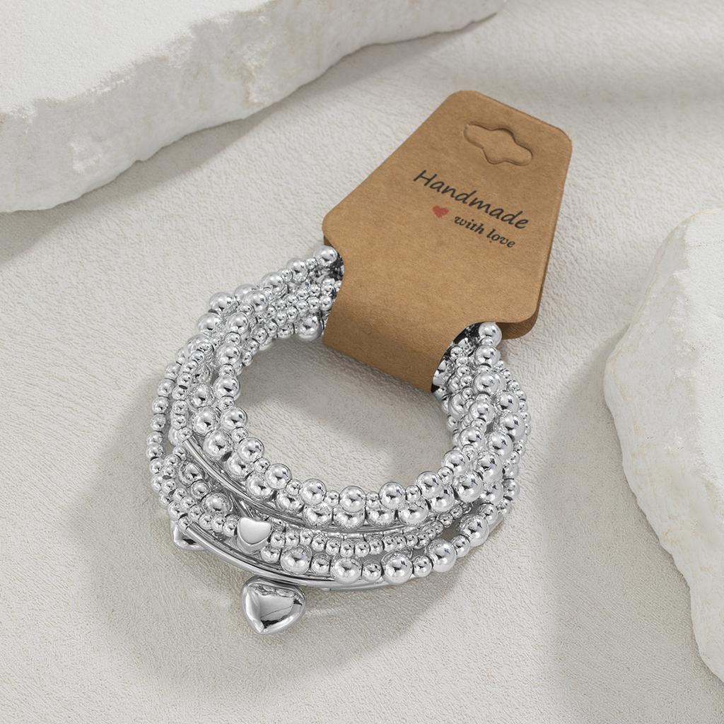 8Pcs/Set Sweet and Cool Wind Love Heart Pendant Bracelet Irregular Design Ccb Beaded Elastic Bracelet