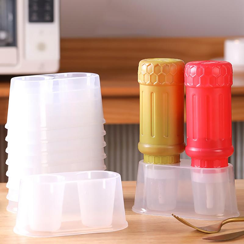 Neuer Stil Multifunktionales Gewürzglas Kunststoff-Aufbewahrungsregal 2 Fächer Gewürzsaucen Flaschenaufbewahrungsorganizer Für Küchenschrank