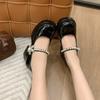 Lolita Shoes Women Japanese Mary Jane Heeled Shoes Women Retro Pearl Bow Ankle Strap High Heel Platform Shoes Chaussure Femme