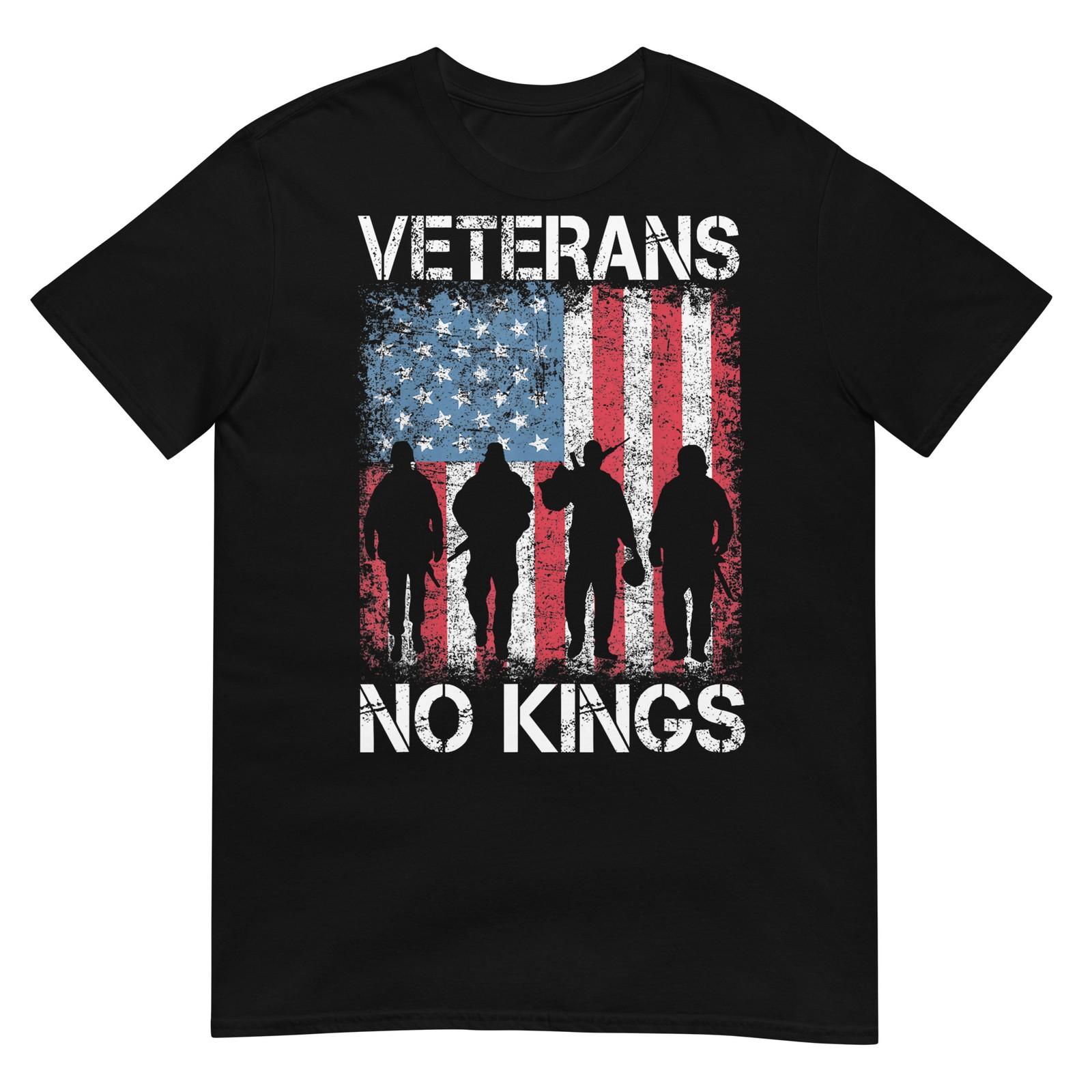 Veterans No Kings Vintage Military America Flag Veterans Day T-Shirt L