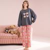 Fenteng [Xiaoxiong Tribe IP Collaboration] Spring Round Neck Pure Cotton Long-Sleeved Pajamas for Girls