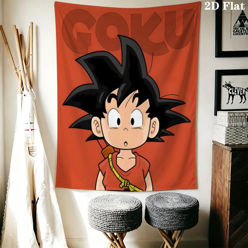 Cute Cartoon Son Goku Wall Tapestry Aesthetic Wall Hanging Printed Fabric Blanket Decorative Tapestries For Bedroom Living Room Home Decor