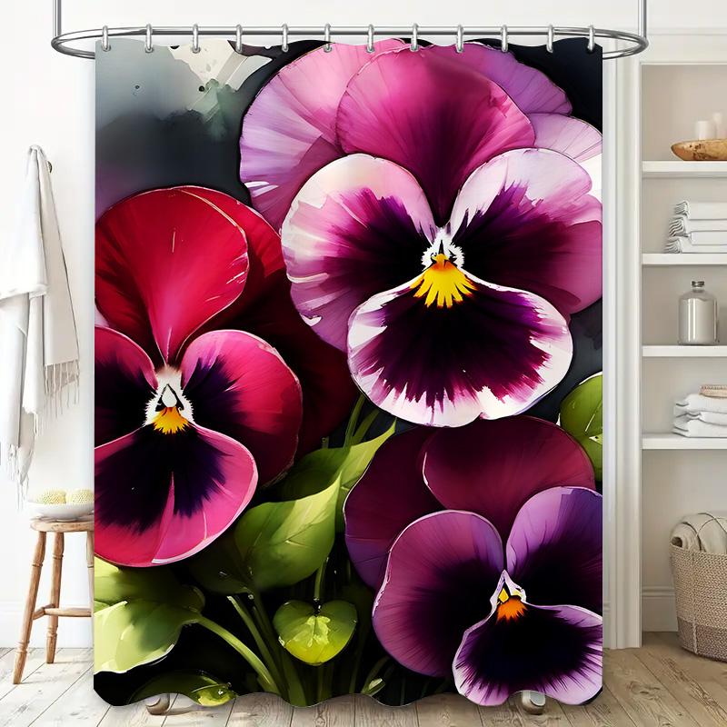 Vibrant Modern Shower Curtain Floral Printed Bathroom Decor for Home Decoration Pink Purple Red Black Colorful Garden Design Siz