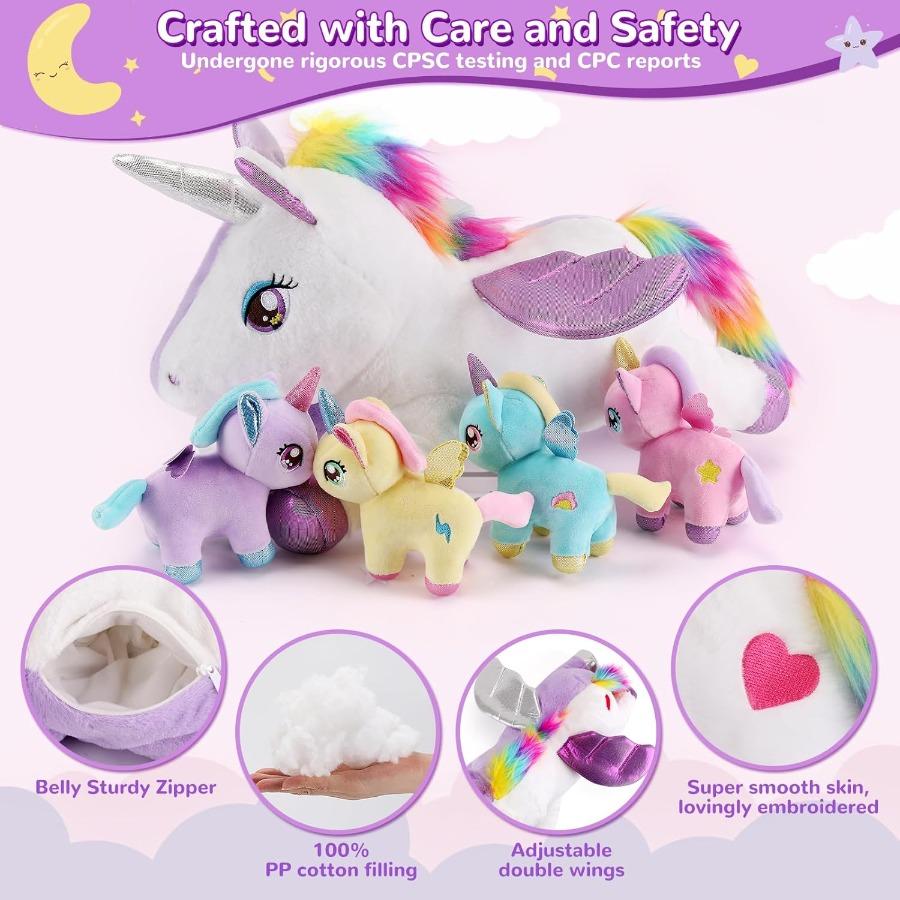 5PCS Purple Unicorn Stuffed Animals Soft Plush Toys for Girls Ages 3-8 Perfect Gift for Christmas Birthday Valentine