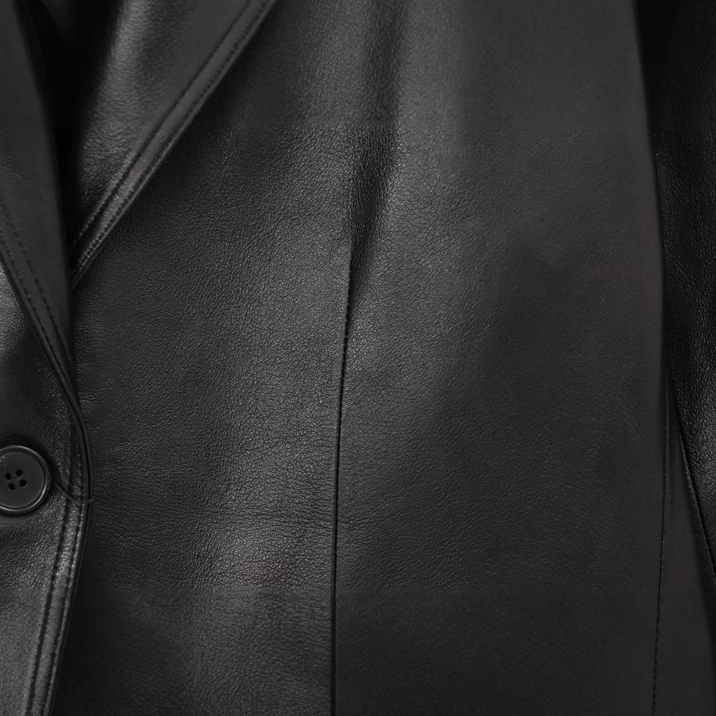 2025 Women's Casual Faux Leather Lapel Jacket - European & American Style