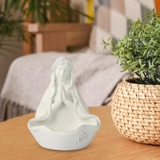 Virgin Mary Statue Rosary Holder Our Lady Rosary Bowl Resin Figurine Sculpture Home Office Bookshelf Desktop Decoration Ornament