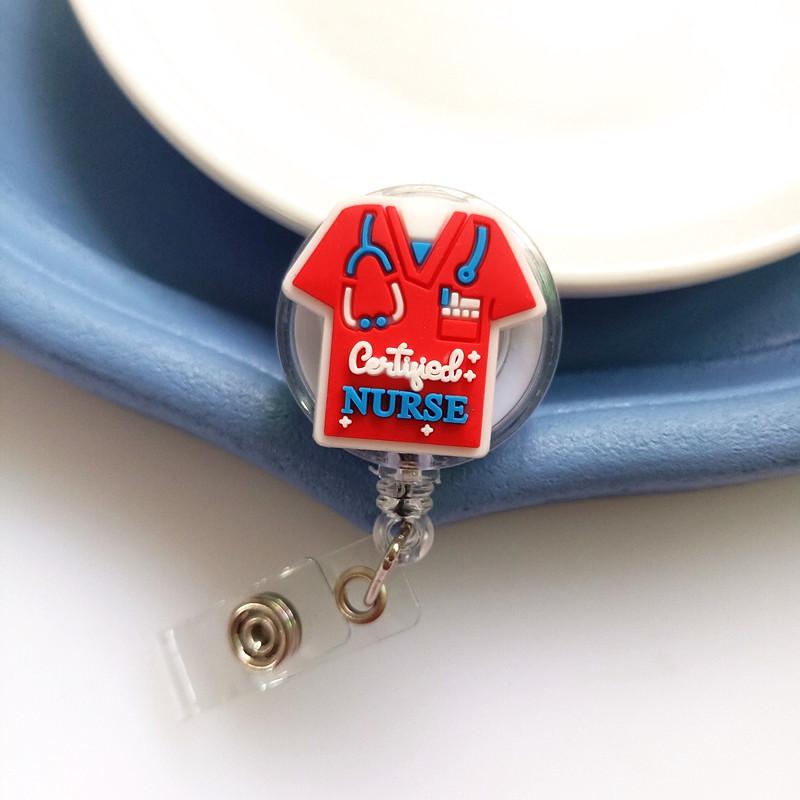 Cute Ambulance Retractable Nurse Badge Reel Clip Cartoon Medicine Doctor Students IC ID Card Badge Holder