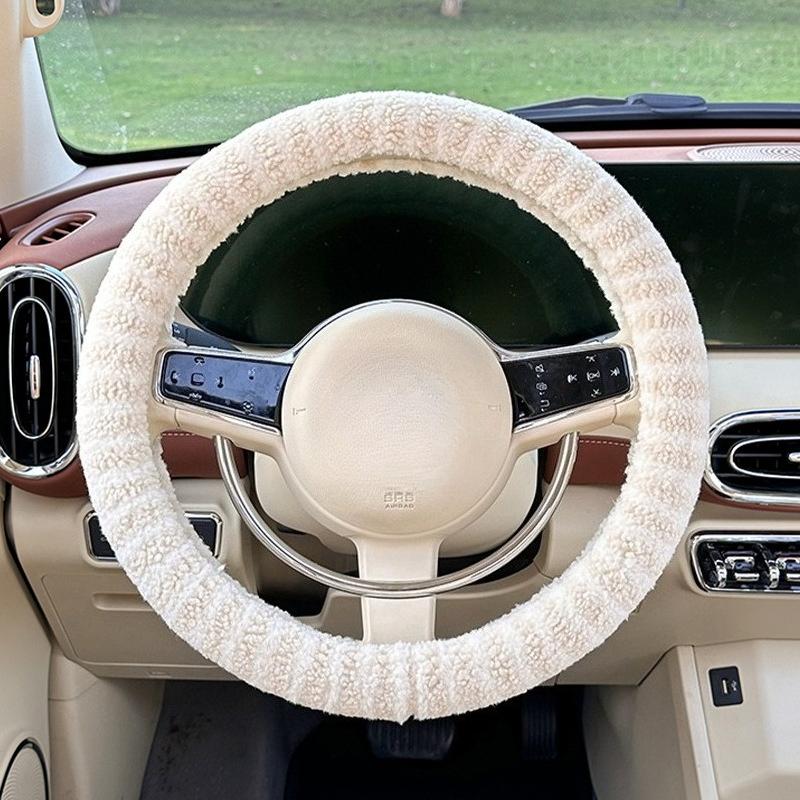 

Чехол на руль автомобиля из овечьей шерсти, теплый и морозостойкий, простой чехол на ручку, противоскользящий, износостойкий, товары для интерьера автомобиля