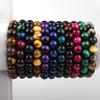 Natural 3A Tiger Eye Stone Bracelet - Colored Buddhist Prayer Beads Handcrafted Jewelry