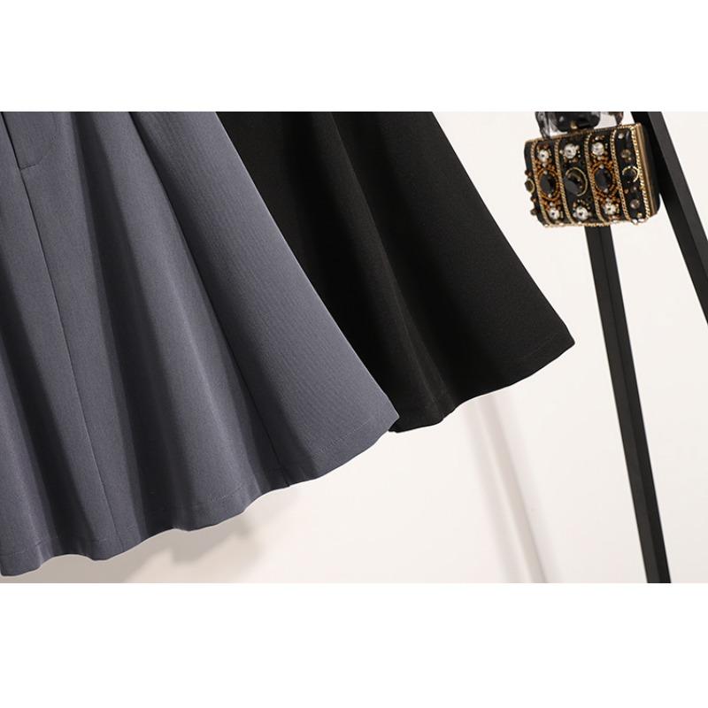 DIMANAF 2025 Spring Summer Women Plus Size New Skirts Vintage Elastic Solid Loose Pleated Skirts High Waist