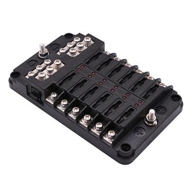 12 Way Auto Blade Fuse Box Block Holder with LED Indicator Car Marine Universal