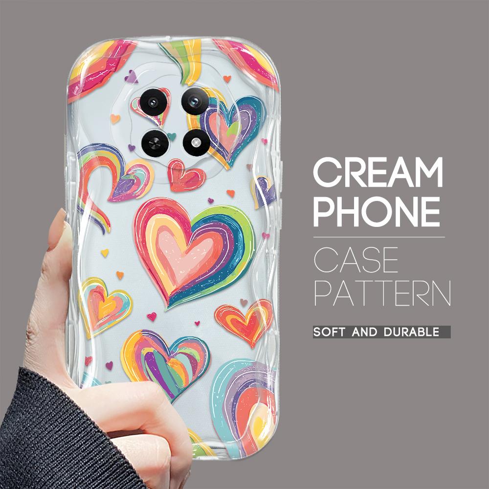 Carcasă cu textura cremă cu model de desene animate, cu margine ondulată, husă din silicon moale pentru telefon pentru OPPO Reno Realme OnePlus Vivo