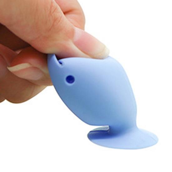 2 Piezas Soporte para Cepillo de Dientes Forma de Pez con Ventosa Fuerte Soporte para Cepillo de Dientes Silicona Suave Drenaje Rápido Organizador de Baño