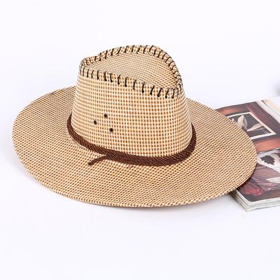 European, American and Western Cowboy Sun Hat Three Ropes Straw Hat Travel Sun Hat, Spring and Autumn Outdoor Big Brim Sun Hat