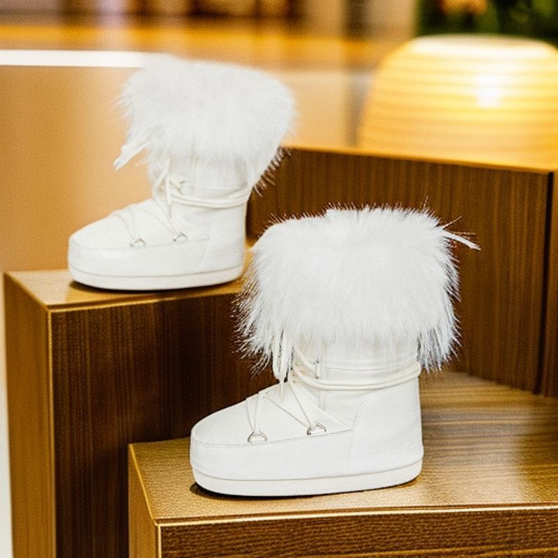 Moon MOOON thick-soled inner height increase snow boots women's 2025 winter thickened warm waterproof cotton boots non-slip tube mouth hair