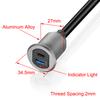 Bochara USB3.0+Type C 3.1 3.0 Male To Female Extension Cable Flush Mount Panel Dashboard  Aluminum Alloy With Indicator