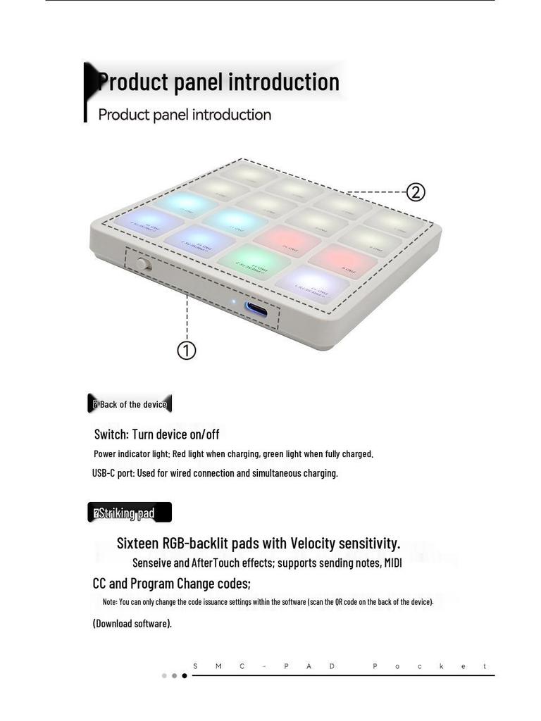 M-VAVE SMC-PAD Portable RGB MIDI DJ Pad Keyboard