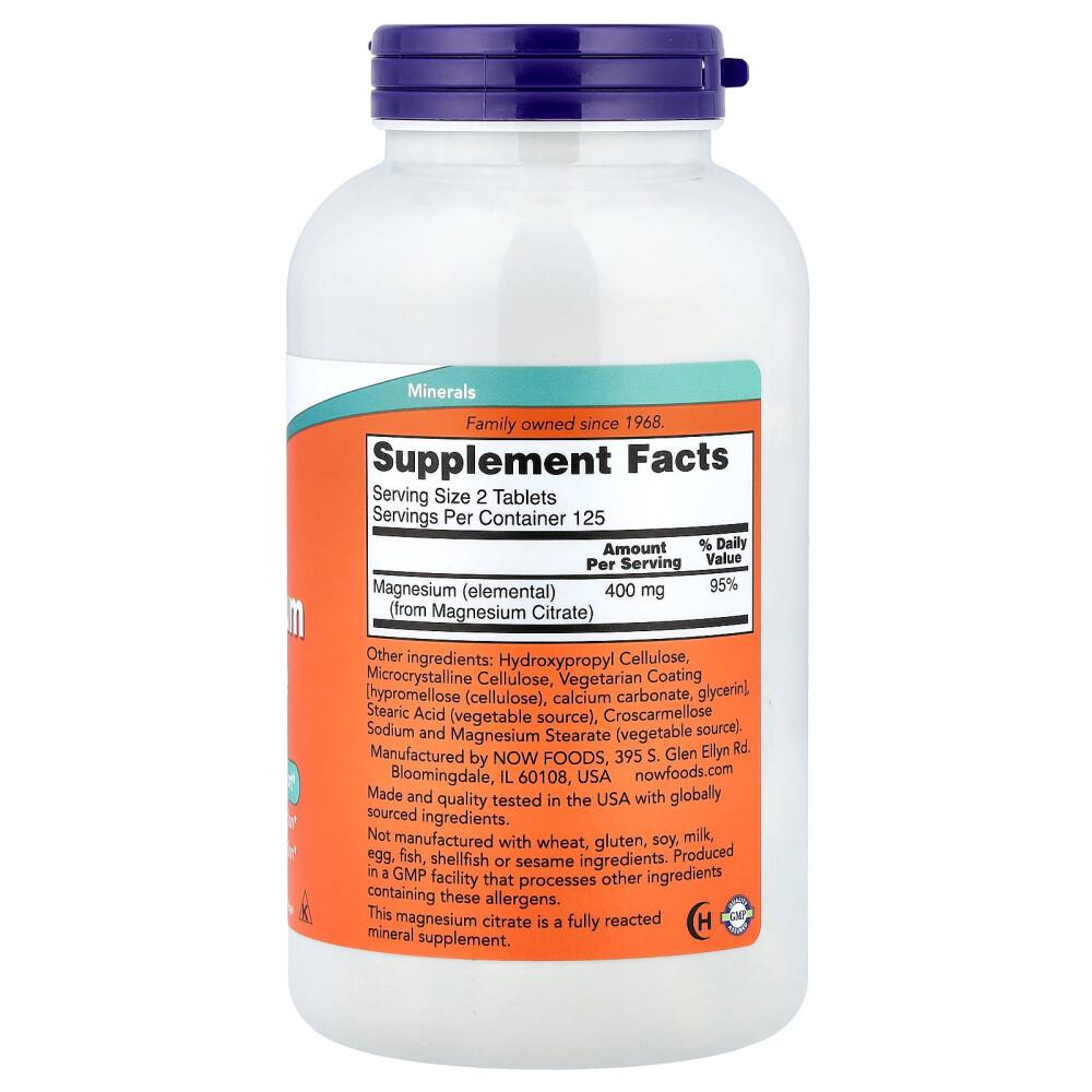 Now Foods Magnesium Citrate 200mg, 250 Tablets