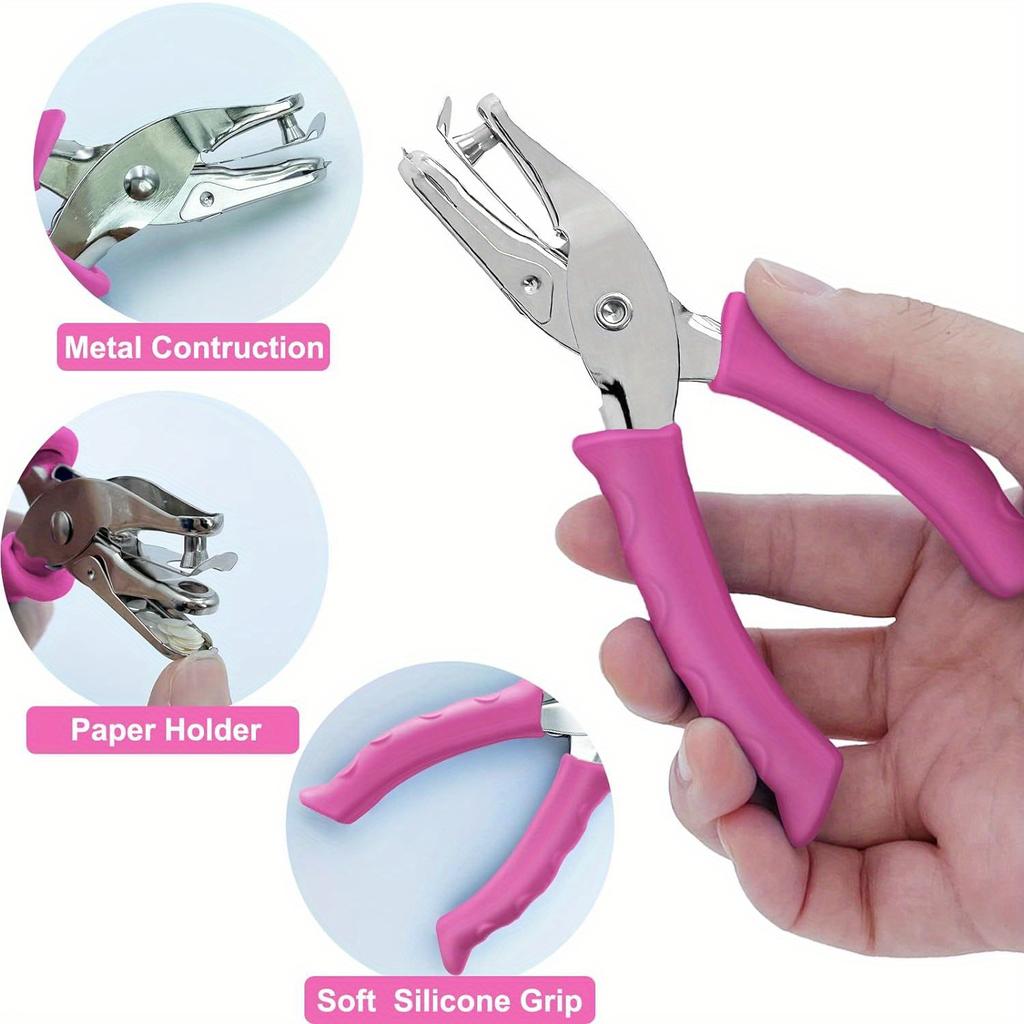 Single Hole Punch 1/4” Hole Puncher for Crafts, One Hole Paper Punch with Soft Grip Handle, Small Hole Punch