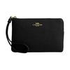 Corner Zip 16 Metal Logo Zip Closure Faux Leather Wristlet Women Wristlet Black CV396-IMBLK