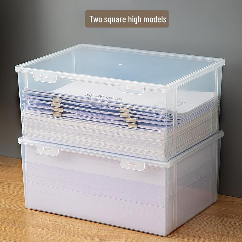 Transparenter Kunststoff A4 Schreibtischorganizer mit Deckel - Staubdichte quadratische Ablagebox