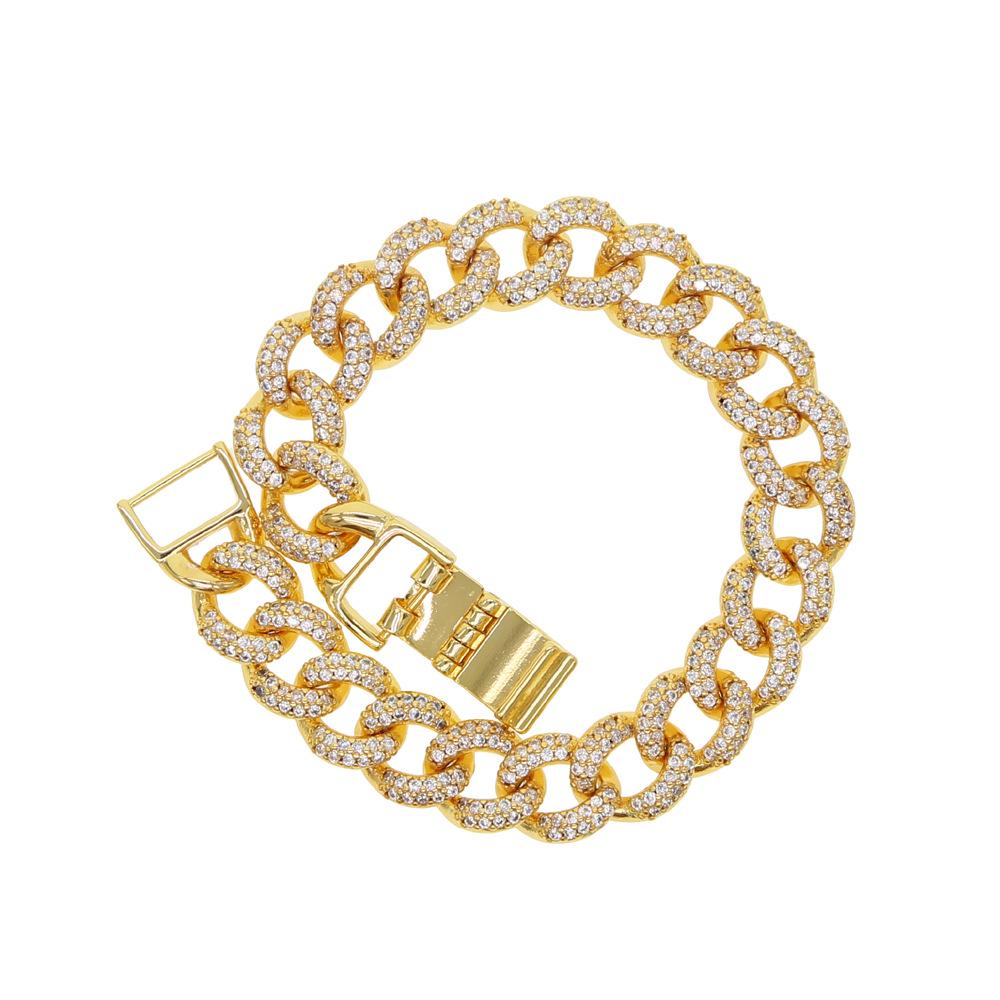

European & American Hip Hop 10mm Round Zircon Cuban Chain Bracelet