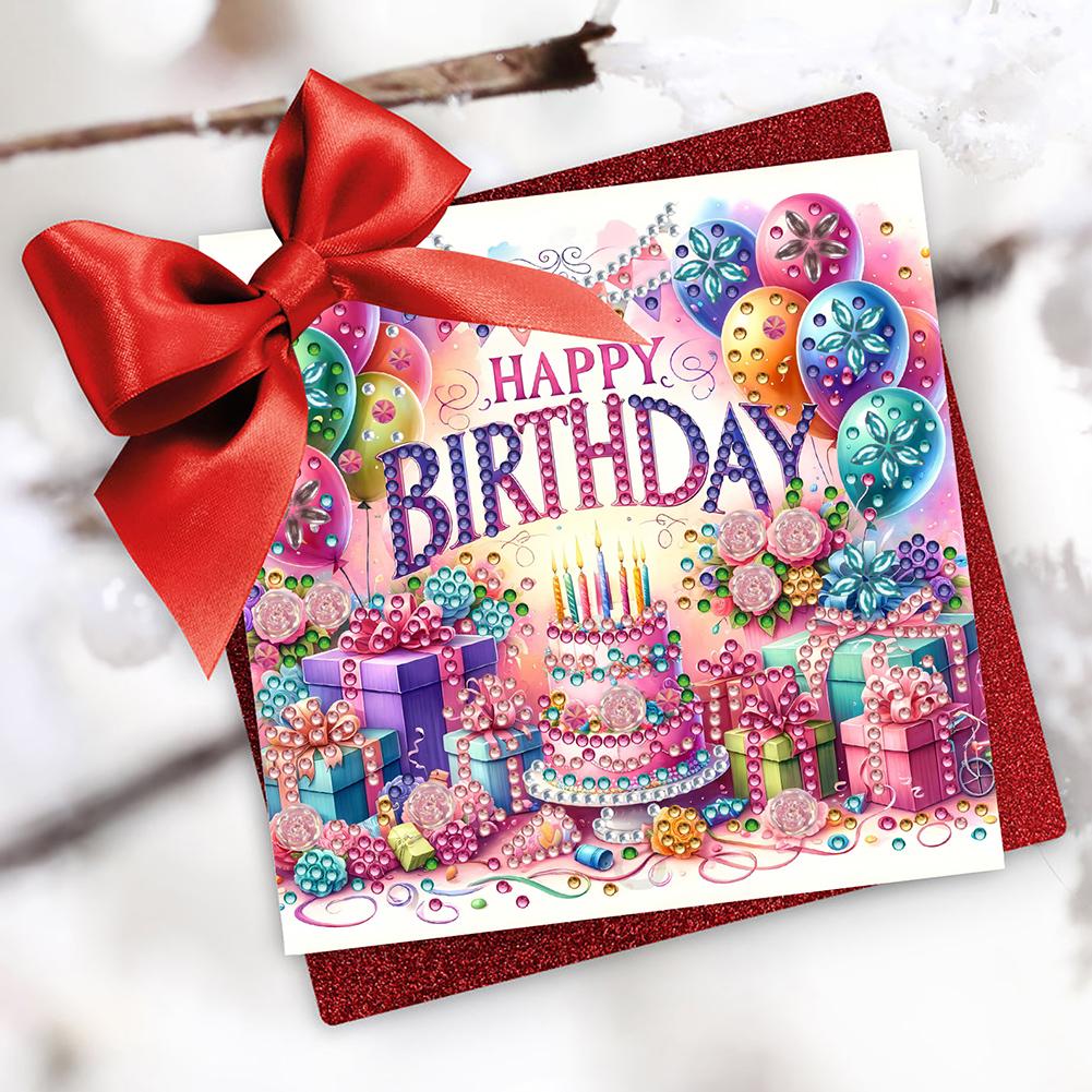 6Pcs Birthday Gnome DIY Diamond Painting Card Diamond Daily Wish Card Diamond Painting Greeting Card for Family Friends Gift