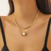 Vergoldete mehrschichtige Fischgräten-Perlenkette, Zarter doppeltkettiger Schlangen-Choker mit Süßwasserperlen-Anhänger, Luxuriöser Schmuck für Frauen Geschenk