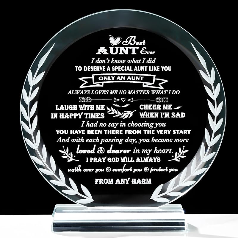 Aunt Gifts From Niece Unique - Crystal Engraved Best Aunt Ever Gifts Ideas For Auntie - Crystal Keepsake Birthday Present To My Auntie On Christmas