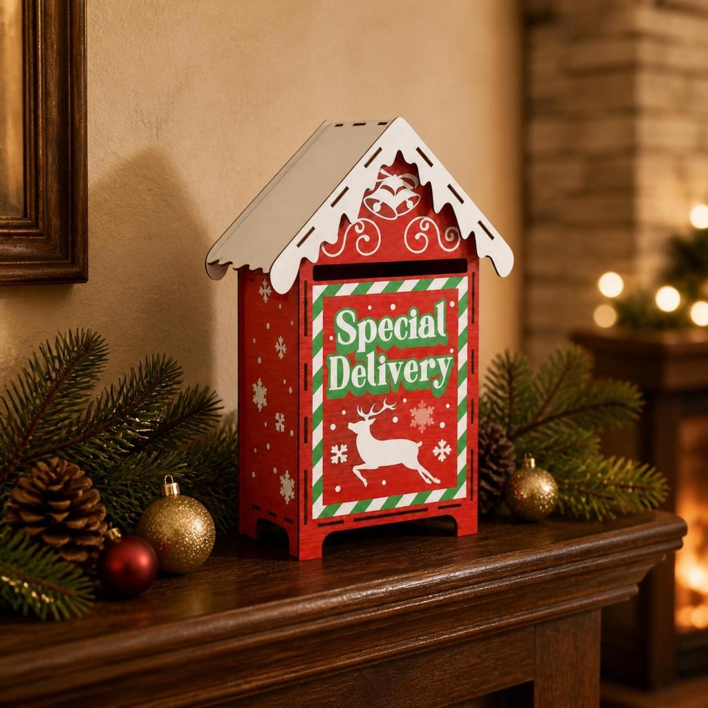 Freestanding Wooden Christmas Mailbox Long-Lasting Santa