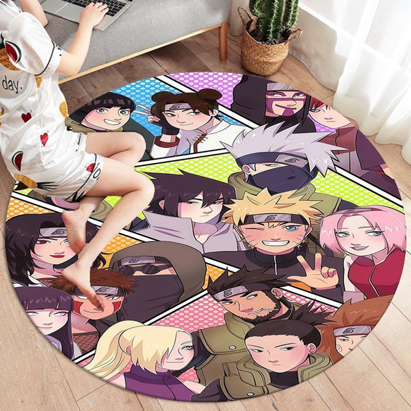 Naruto Characters Round Area Rug Carpet Rug For Living Room Bedroom Sofa Playroom Decor Nonslip Floor Mat