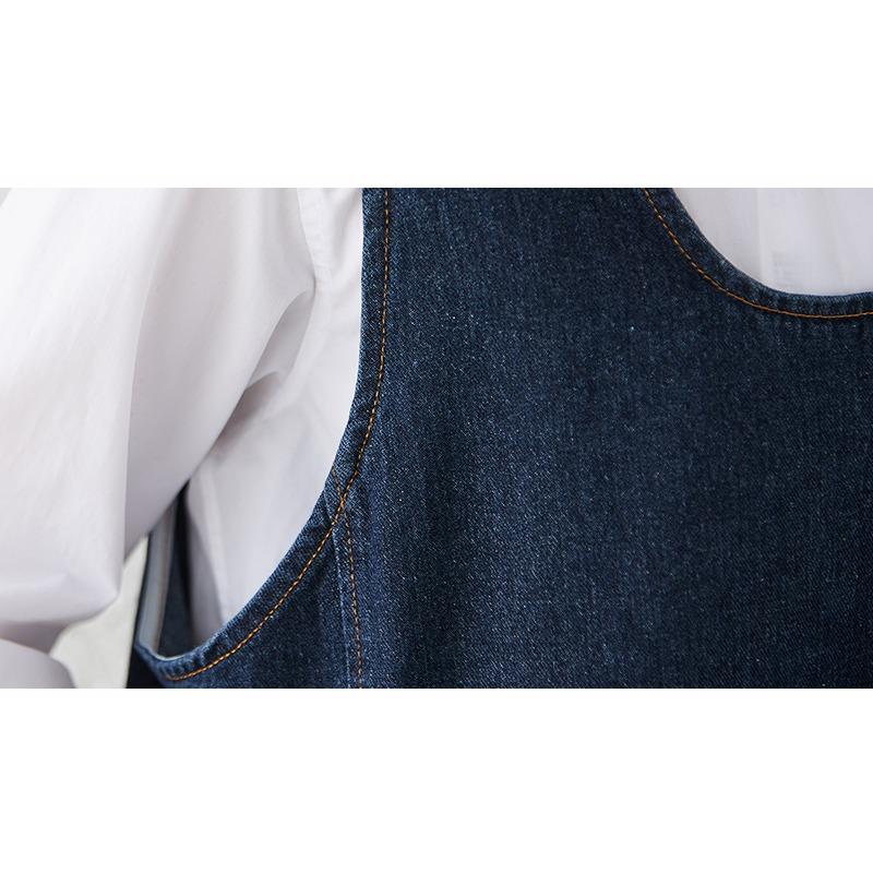 DIMANAF Women Plus Size Denim Dress Sleeveless Maxi Long Dress Cottton Vintage Loose Casual Dresses