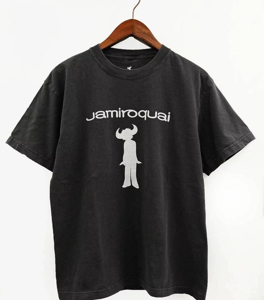 Jamiroquai Band Grafik Unisex T-Shirt Unisex Rundhalsausschnitt 100% Baumwolle Kurzarm Y2k Oversized Mode Beliebtes Vintage Damen T-Shirt