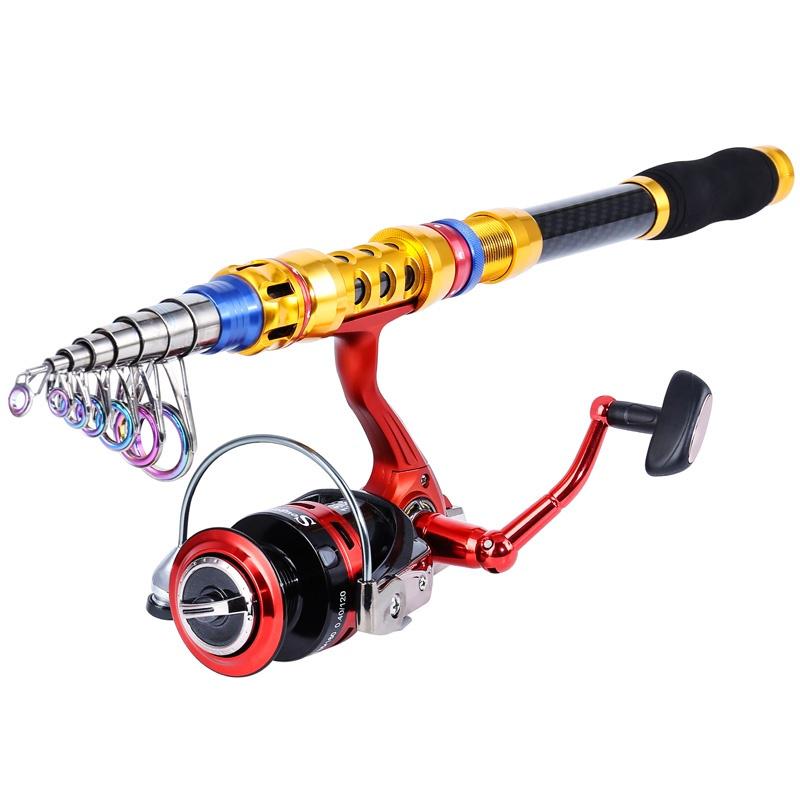 

Комбинированные катушки для удочек с телескопической удочкой из углеродного волокна и спиннинговой рыболовной катушкой 13+1 BB 1.8m Rod and 2000 Reel