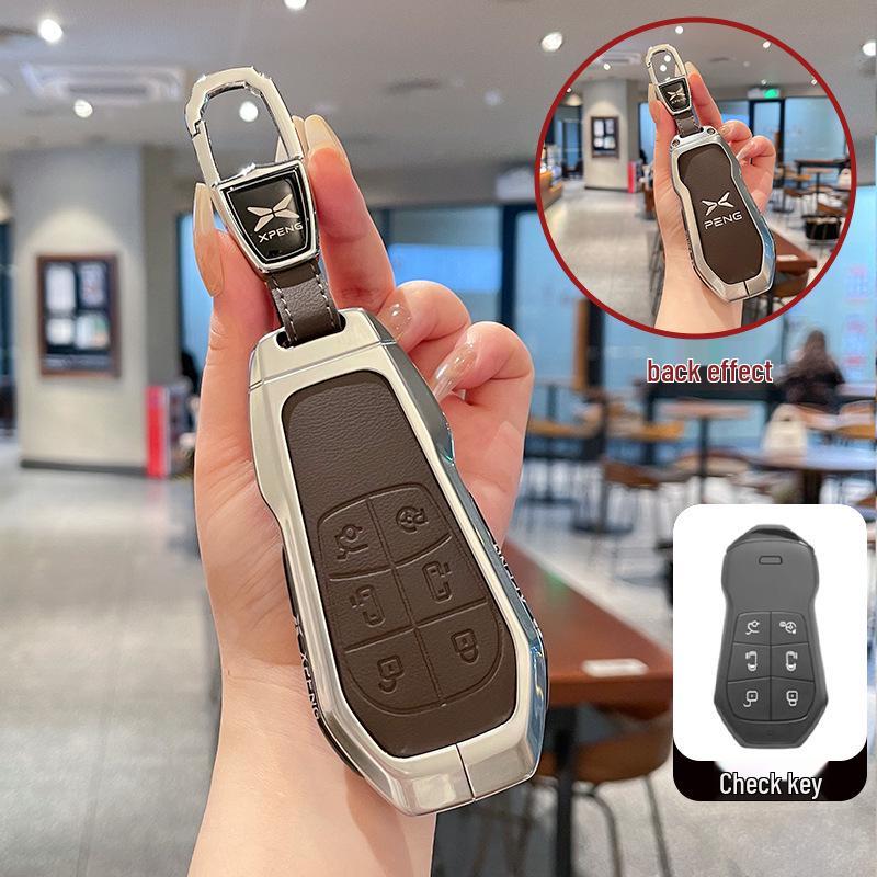 Metal Leather Key Case for 25 Xiaopeng Models: Fits X9, G6, P7i, G9, P5, G3
