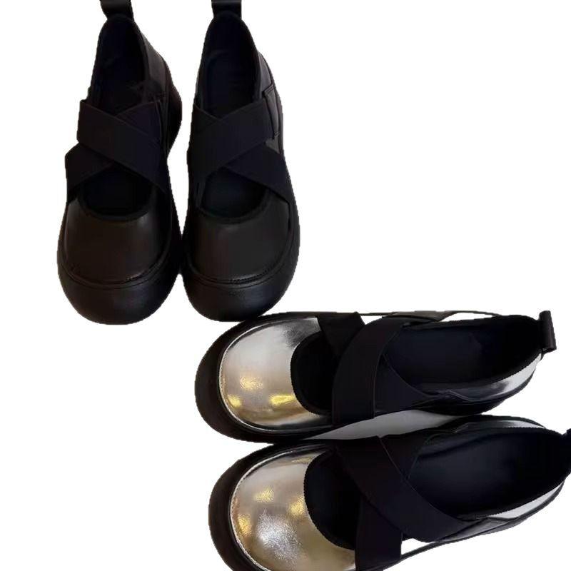 Cross-band sports ballet shoes Mary Jane women's shoes 2025 new platform inner height increase round head small single shoes