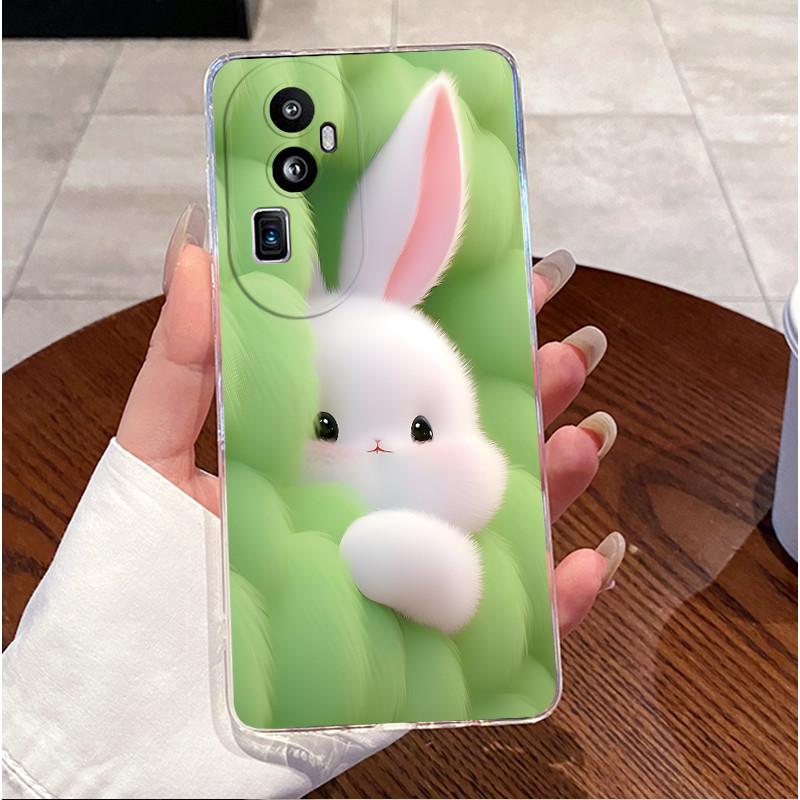 For OPPO Reno 10 Pro Plus 5G Phone Case Reno 10 Pro+ Clear Luxury Cute Love Rabbit Funny Soft Silicone TPU Protective Back Cover