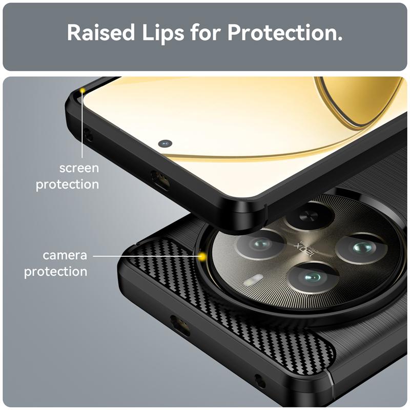 For Realme 12 Pro Plus Deksel Cover OPPO Realme 12 Pro Plus Capas Karbonfiber Bakside Støtsikker TPU Silikon Fundas Realme 12 Pro +